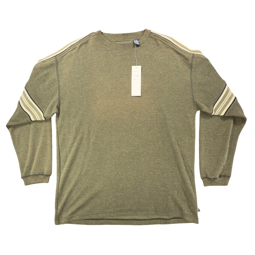 Ferruche Y2K Long Sleeve Shirt Mens XL Olive Green Striped Pullover NWT C417